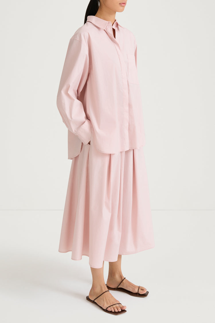 Jorina pink cotton a lined midi skirt Stylein  model image side