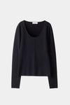 Prosper top long sleeve fitted silhouette milano knit rounded neckline black stylein packshot