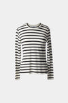 Canvey top long sleeve rounded neckline jersey white striped stylein packshot