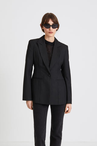 Bovino blazer tailored cinched waist delicate shoulder pads black stylein front image