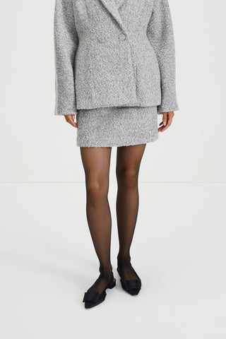 Halle skirt mini boucle subtly flared grey stylein front image