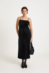 Cuneo dress velvet ankle length slip straps square neckline black stylein front image