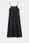Ivrea dress ankle length crushed plisse fabric adjustable shoulder straps voluminous body black stylein packshot