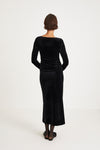 Claudi long skirt maxi velvet slight flare black stylein back image 