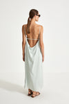 Melody dress matt chiffon ankle length straps square neckline front deep cowl neckline back horisontal strap mint stylein back image