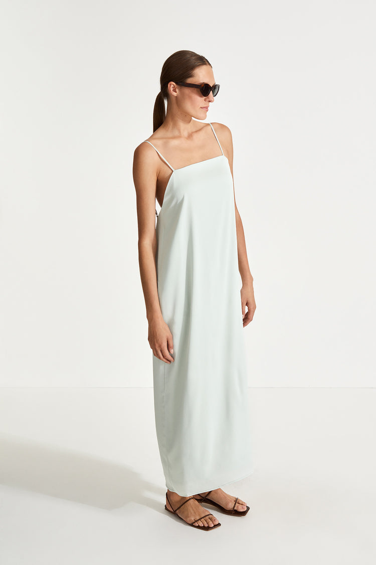 Melody dress matt chiffon ankle length straps square neckline front deep cowl neckline back horisontal strap mint stylein side image