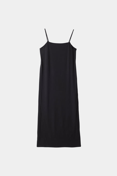 Melody dress matt chiffon slip straps square neckline deep cowl neckline back horizontal strap black stylein front image