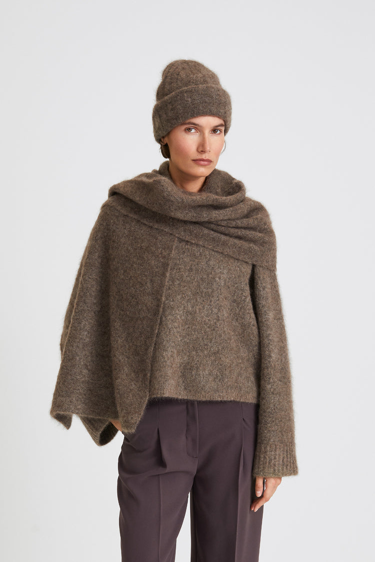 ALPACA BLEND BEANIE - NORE DARK BROWN