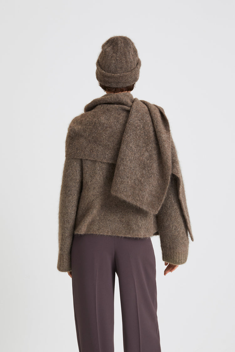 ALPACA BLEND BEANIE - NORE DARK BROWN