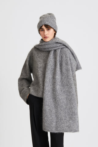 Nea scarf wide mohair blend grey stylein front image