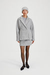 Hilma jacket tailored cinched waist boucle double breasted closure grey stylein front image