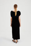 Carro dress loose fitting sleevless draped cape rounded neckline velvet black stylein back image