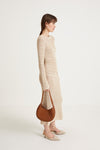 Peach top delicate knitted see-through top fitting silhouette full length sleeves cream stylein side image