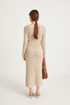 Peach top delicate knitted see-through top fitting silhouette full length sleeves cream stylein back image