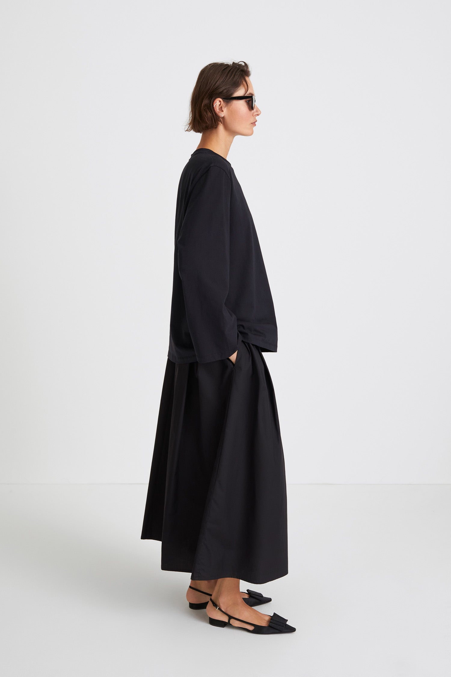 OVERSIZED COTTON LONG SLEEVE TOP - JIM BLACK