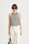 Case tank top fitted round neck jersey black white striped stylein front image