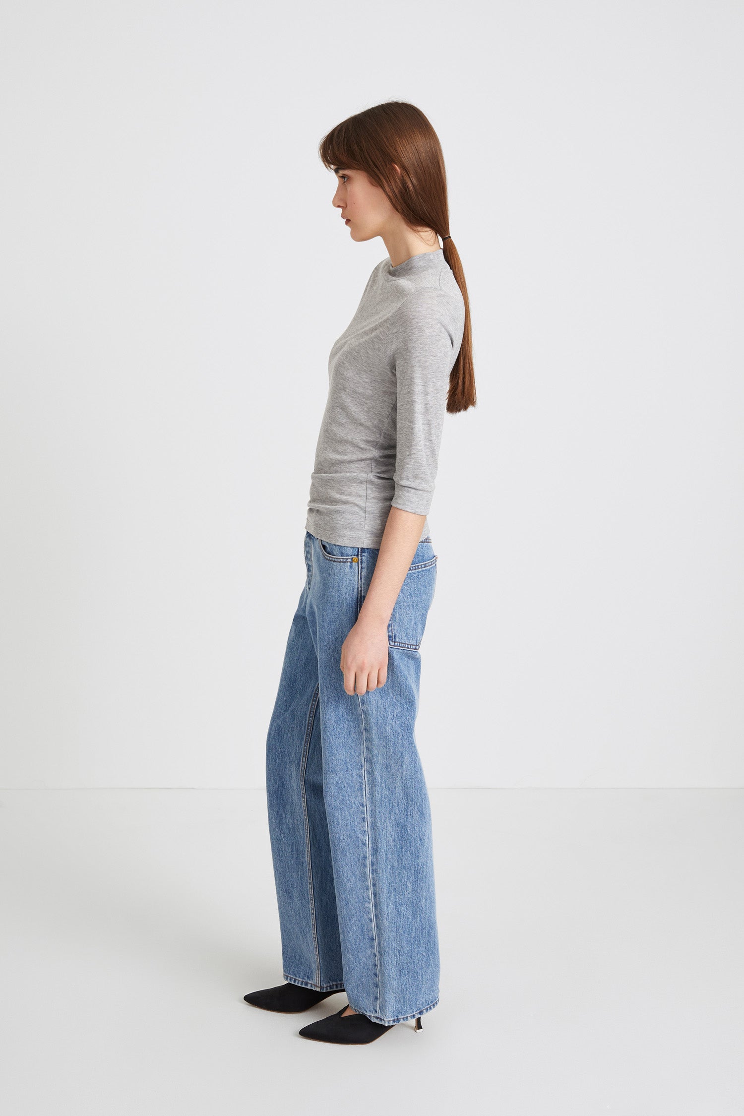 SEMI-SHEER RIB TOP - NOGARA GREY