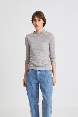 SEMI-SHEER RIB TOP - NOGARA GREY