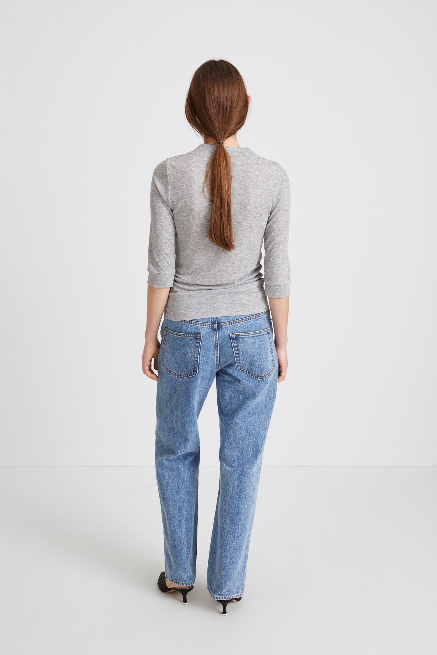 SEMI-SHEER RIB TOP - NOGARA GREY
