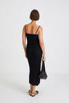 Palora top fine knitted straps straight neckline draped front black stylein back image