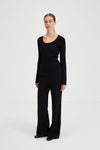 Prosper top long sleeve fitted silhouette milano knit rounded neckline black stylein side image