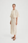 Ida cape crushed plisse fabric built up neckline darts front and back sand stylein side image