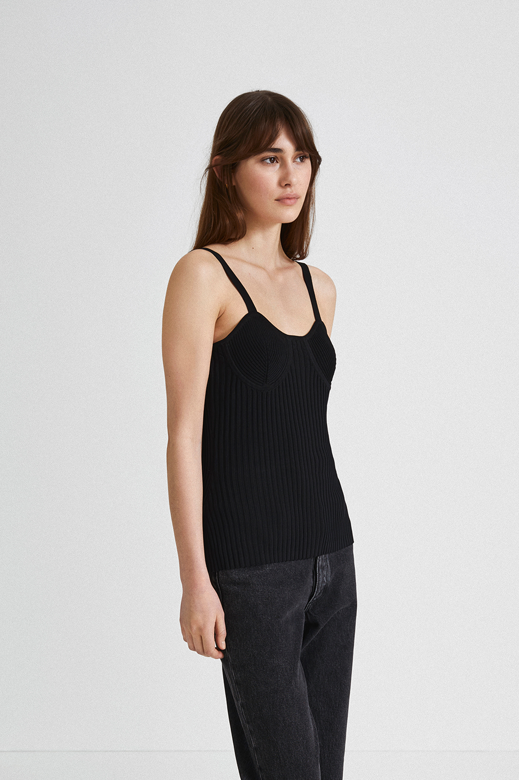 Paisley short sleeve knitted curved neckline decorative breast cups black stylein side image