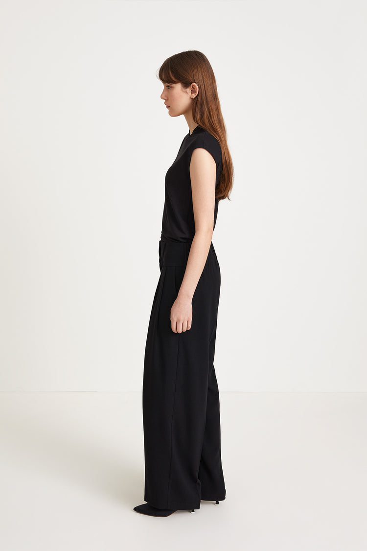 RELAXED PLEATED TROUSERS - BLAKE BLACK