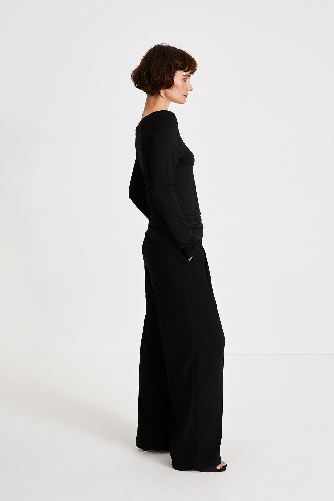 black suit trousers hight waist stylein bore side