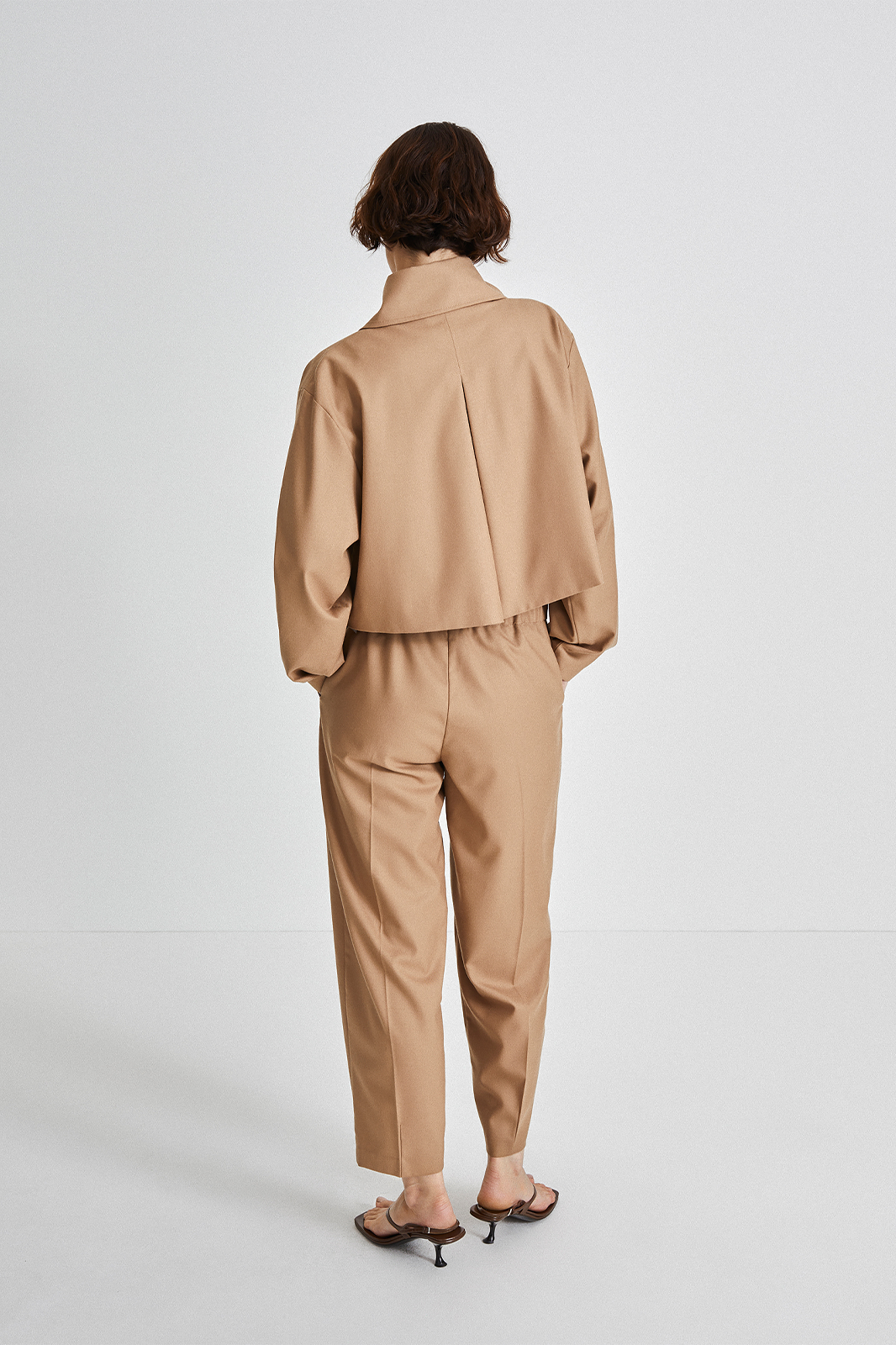 Bosa trousers voluminous cropped wool mix beige wool stylein back image