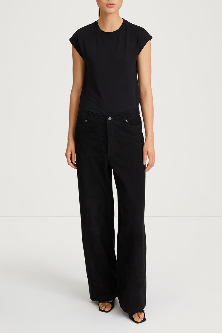suede trousers black stylein victory front
