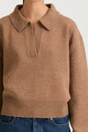 v-neck knitted sweater beige praline stylein harmony detail