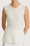 white mohair sleeveless flaired top stylein naya detail