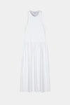 Janni dress tight fitted jersey top softly gathered skirt sleeveless white stylein packshot