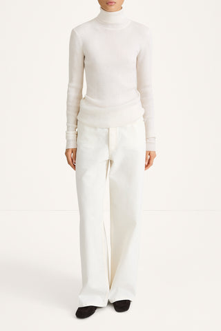 RIBBED MERINO TURTLENECK SWEATER - HELEA CREAM