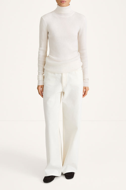 RIBBED MERINO TURTLENECK SWEATER - HELEA CREAM