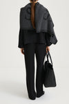wide logo wool scarf grey stylein thalia back