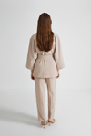 Balsas jacket kimono dropped shoulder wide sleeves belted crepe cream stylein back image
