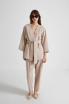 Balsas jacket kimono dropped shoulder wide sleeves belted crepe cream stylein front image
