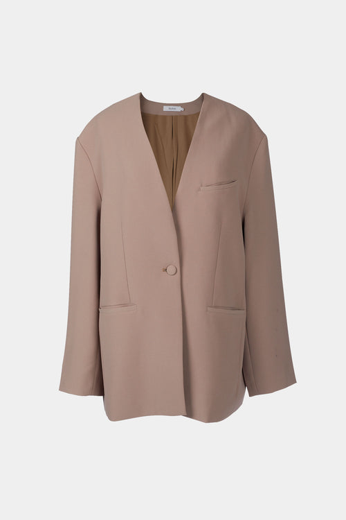 Bastian blazer thin shoulder pads wide silhouette full length nougat stylein front image
