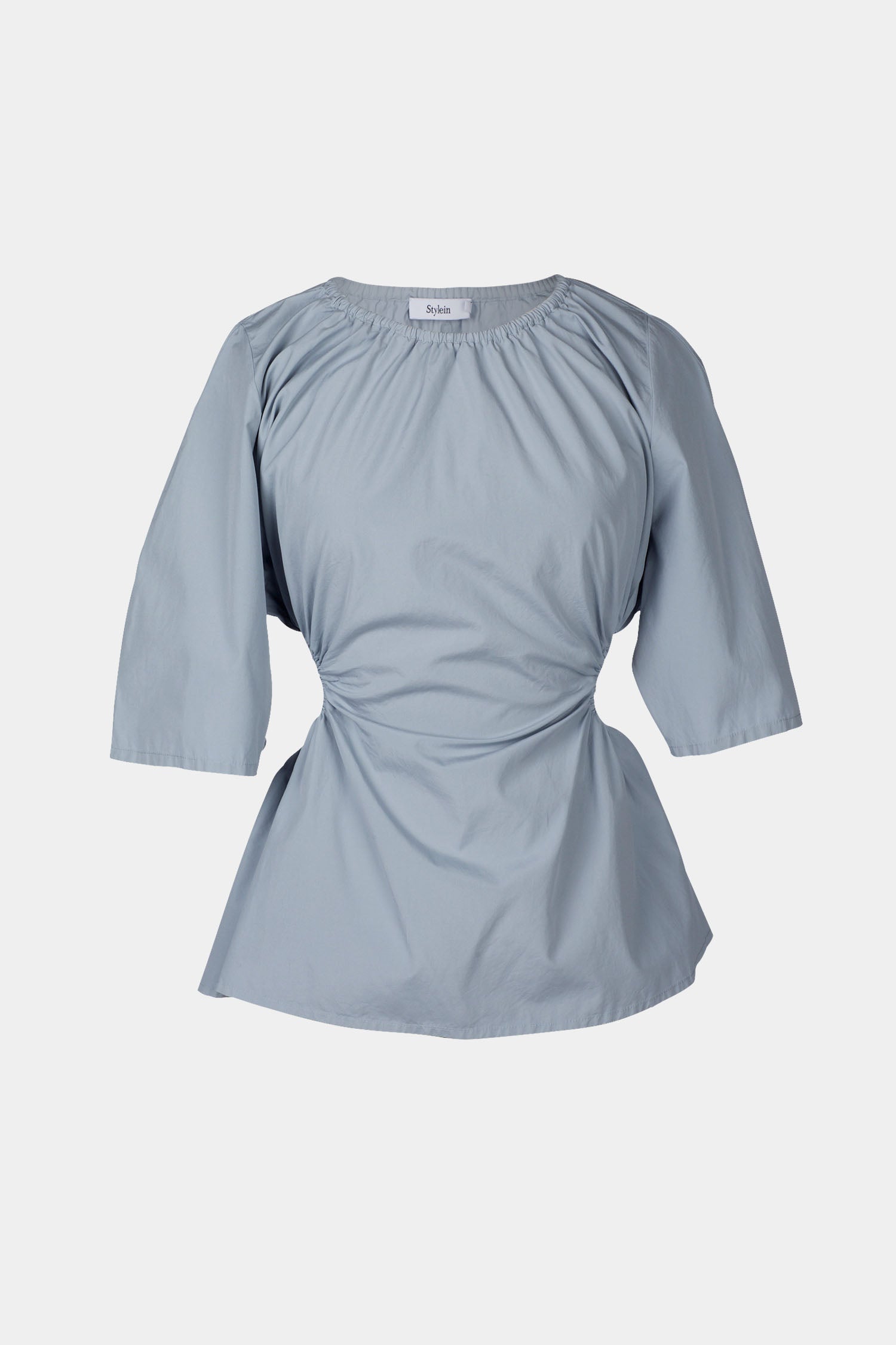 Jara top elbow long sleeves open back steel blue stylein packshot