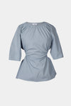 Jara top elbow long sleeves open back steel blue stylein packshot