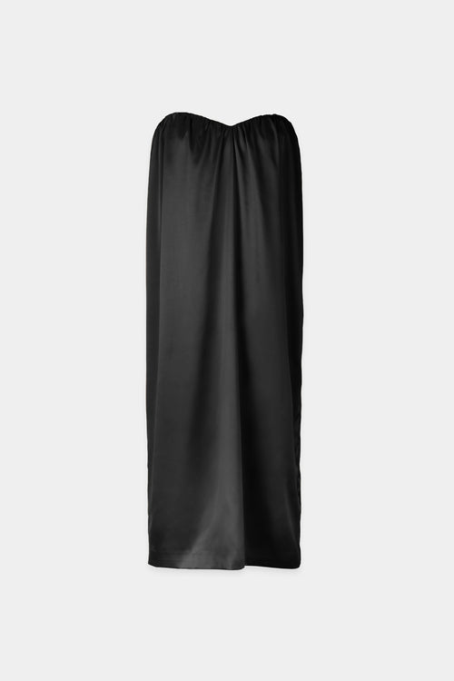 Mele dress midi bandeau heart shaped bust shiny black stylein front image