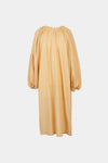 Jasmine dress seersucker midi voluminous full length sleeves rounded neckline keyhole back yellow stylein packshot