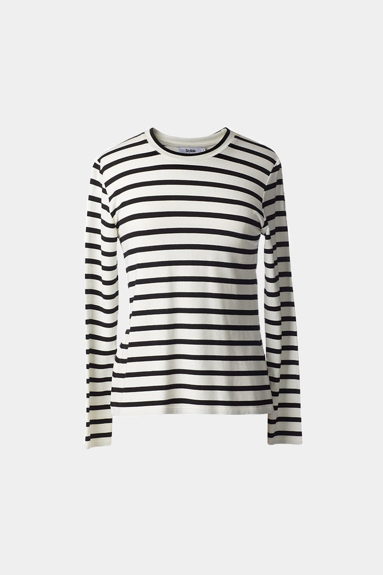 black white striped jersey long sleeve top stylein classics canvey packshot