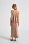 Madga skirt maxi long satin taupe stylein back