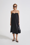 Mele dress midi bandeau heart shaped bust shiny black stylein front image 