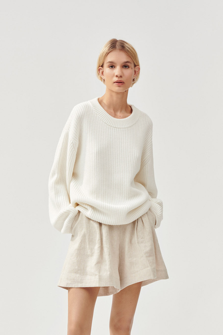 CHUNKY COTTON SWEATER - ALAIR WHITE